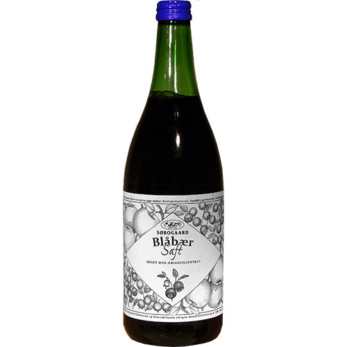 Blåbærsaft sødet m. æble Ø fra Søbogaard