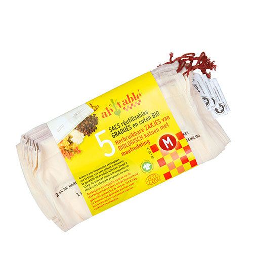 Grøntsagsposer i øko bomuld str. M 5 stk fra Ah table