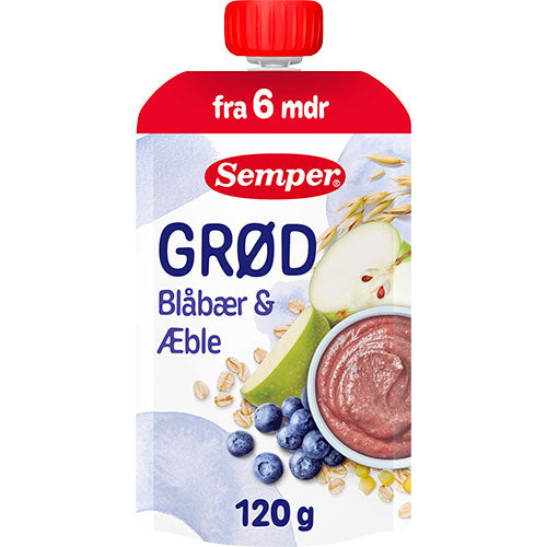Grød med blåbær og æble fra 6 mdr. fra Semper
