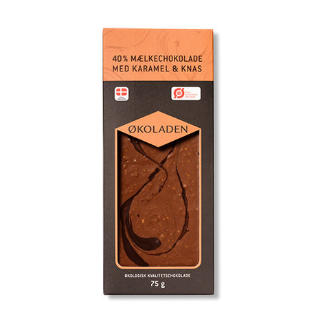 Chokolade mælk karamel/knas Ø fra Økoladen