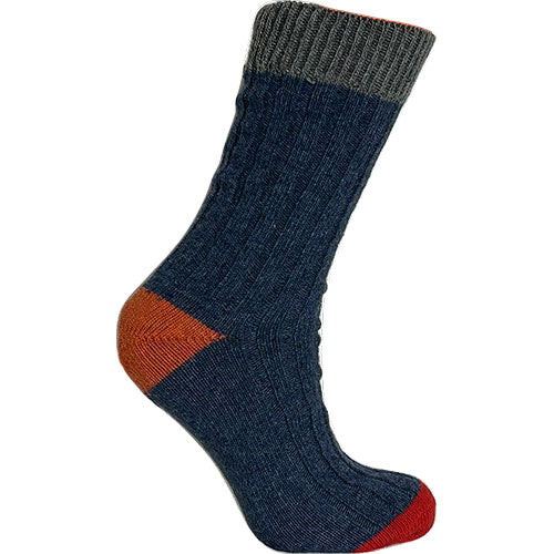 Merinostrømper Grå/blå str. 43/46 fra Clemente