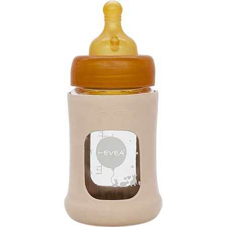 Hevea Baby Glas sutteflaske Wide Neck 150ml Sand