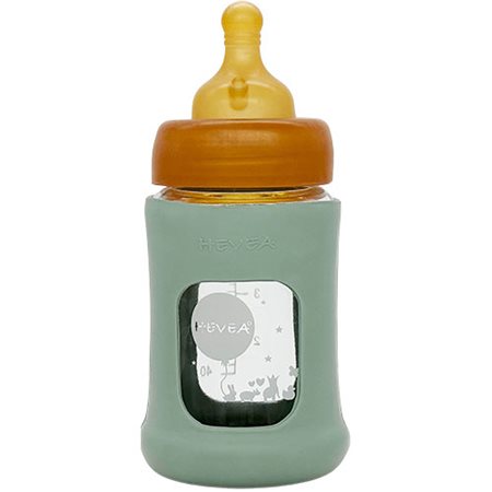 Hevea Baby Glas sutteflaske Wide Neck 150ml Sea- foam Blue