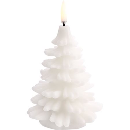 LED candle Christmas tree, NW, Smooth, 9x12 cm Nordic white