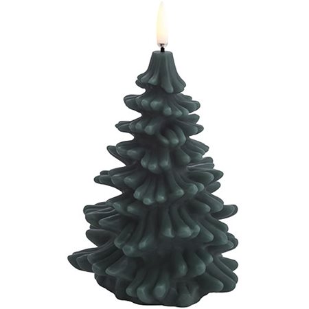 LED candle Christmas tree, PG, Smooth, 10x15 cm Pine green