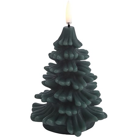 LED candle Christmas tree, PG, Smooth, 9x12 cm Pine green