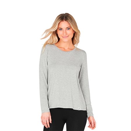 Women´s Long Sleeve Round Neck T-Shirt grå str. L