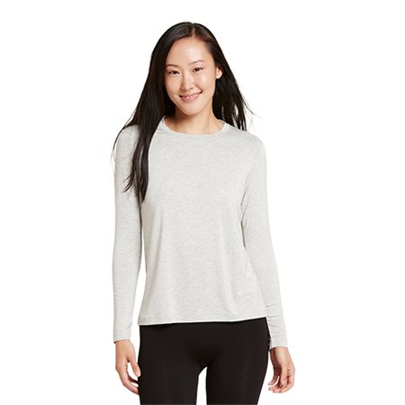 Women´s Long Sleeve Round Neck T-Shirt grå str. XL