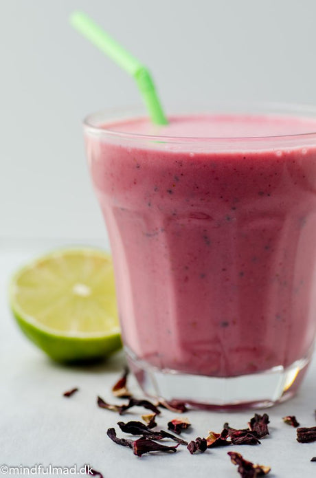 Hindbær hibiscus morgenmads-shake