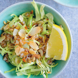 Kaalsalat med mandelflager og citrondressing