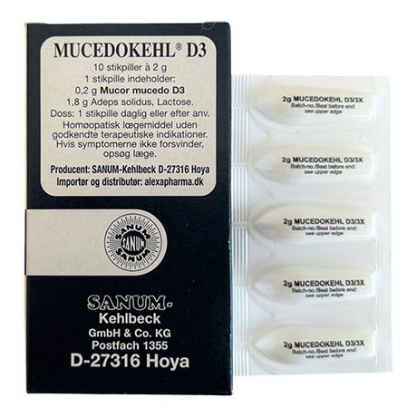 Mucedokehl stikpiller D3 fra Sanum
