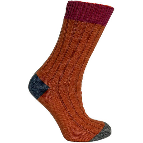 Merinostrømper Cerise/orange str. 43/46 fra Clemente