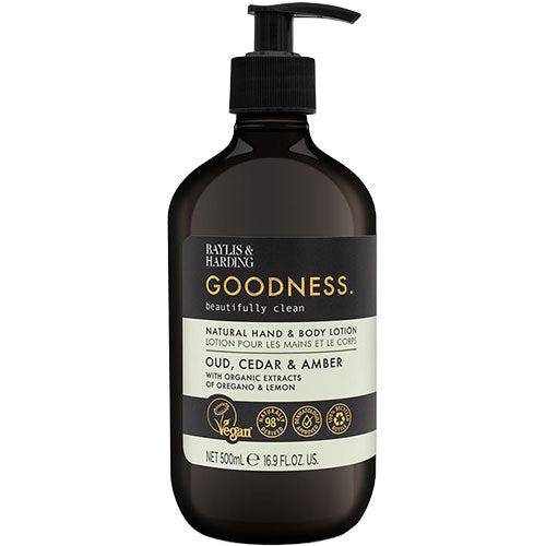 Hand & Body Lotion Oud, Cedar & Amber fra Baylis & Harding Goodness