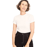 Women's Ribbed Crew Neck T-Shirt hvid str. XL fra Boody