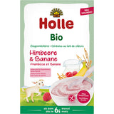 Risgrød med gedemælk, hindbær og banan Ø fra Holle