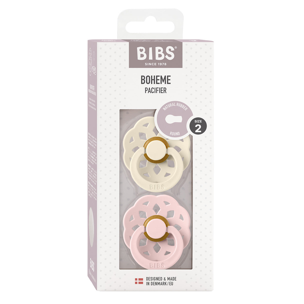 BIBS Boheme Latex Size 2 Ivory/Blossom 2 PACK