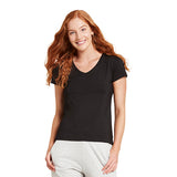 Women´s V-Neck T-Shirt sort str. L fra Boody