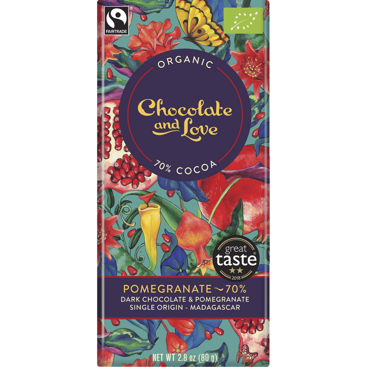 Chokolade Pomegranate 70% Økologisk 