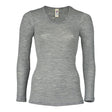 Langærmet bluse, uld/silke, Light grey, str. 46/48 fra Engel Natur