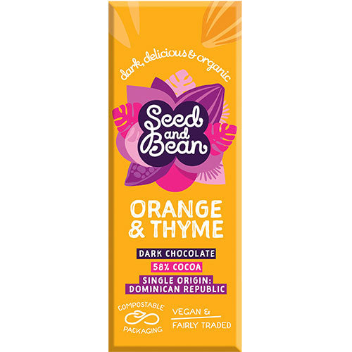 Mørk Chokolade 58% Appelsin & Timian Ø fra Seed & Bean