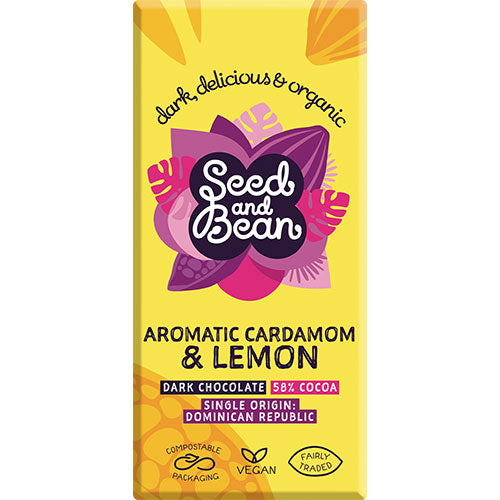 Mørk chokolade 58% Citron & Kardemomme Ø fra Seed & Bean