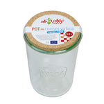 Opbevaringsglas m. kork låg 0,9 L