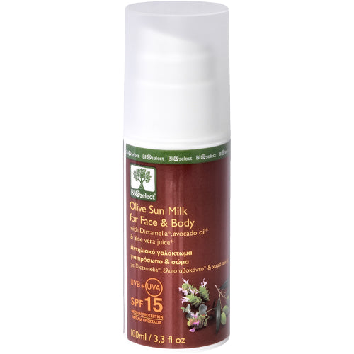 Olive Sun Milk for Face & Body SPF 15 fra BIOselect