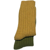 Tykke merinostrømper mustard/green str. 35/38
