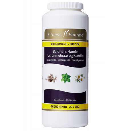 Fitness Pharma Baldrian, Humle, Citronmelisse og Kamille | 200 kapsler fra Fitness Pharma