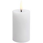 LED melted Bloklys, Nordic White, Smooth, 5x7,5 cm