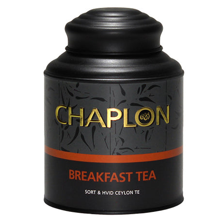 Breakfast sort/hvid te dåse Ø fra Chaplon