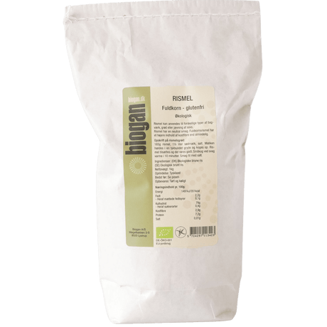 Biogan Økologisk Glutenfri Rismel Fuldkorn | 1 kg fra Biogan