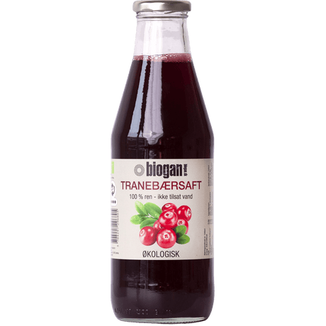 Biogan Tranebærsaft 100% Ren Saft Økologisk | 750 ml