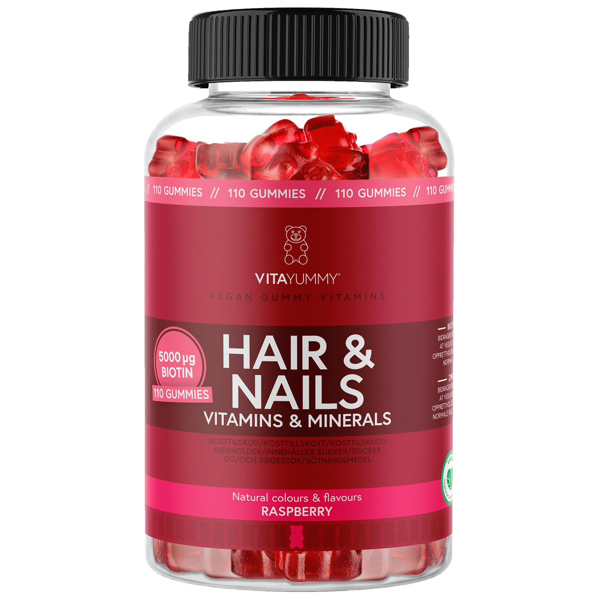 VitaYummy Hair & Nails Raspberry | 60 stk