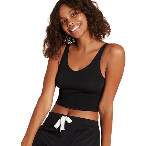 Shelf Bra Crop Top sort str. L fra Boody