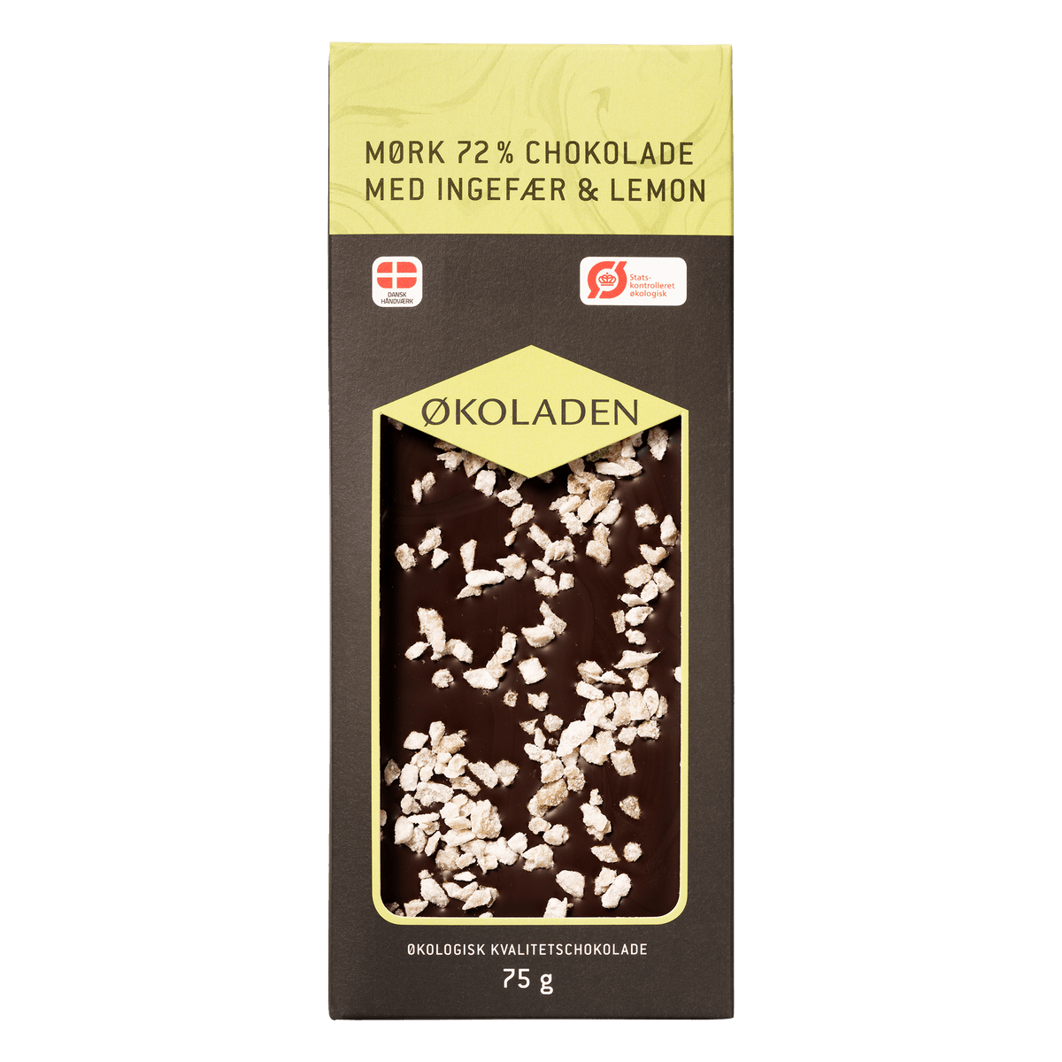 Økoladen Chokolade Mørk Ingefær/lemon Økologisk 72% | 75 g