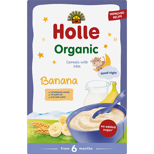 Fuldkornsgrød med mælk og banan Ø fra Holle