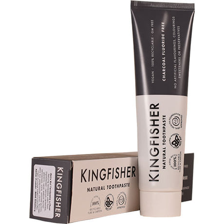 Tandpasta med aktiv kul smag uden fluor. fra Kingfisher Toothpaste