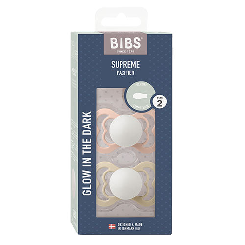 BIBS Supreme Silicone Size 2 Blush GLOW/Vanilla fra BIBS