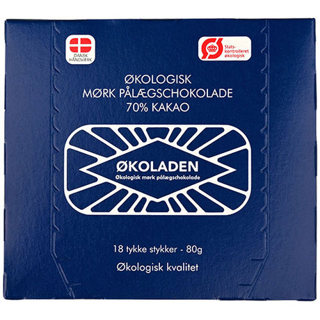 Mørk pålægschokolade 70% 18 stk Ø fra Økoladen