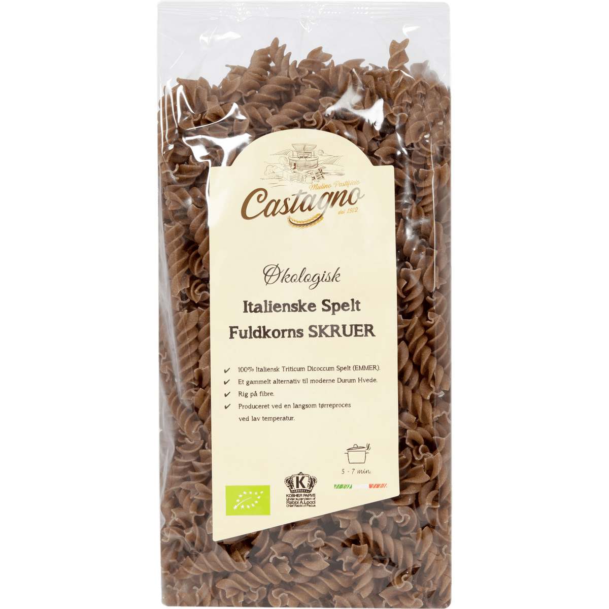 Castagno Spelt Skruer Fuldkorn Økologisk | 500 g