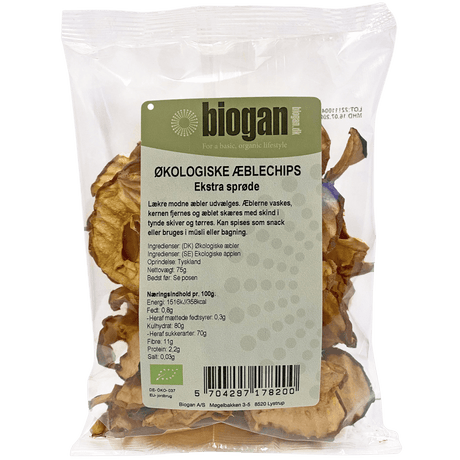 Biogan Økologiske Æblechips | 75 g fra Biogan