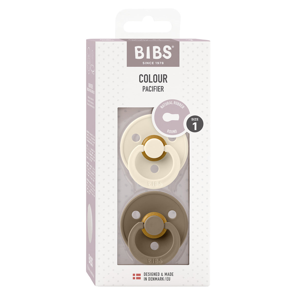 BIBS Colour Latex Ivory/Dark Oak | Size 1 - 2 PACK fra BIBS