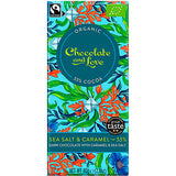 Mørk chokolade med karamelknas og havsalt 55% Ø