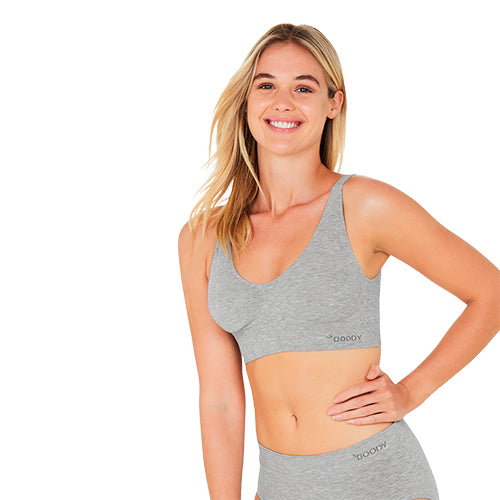 Padded Shaper Crop Bra lysegrå str. XL fra Boody