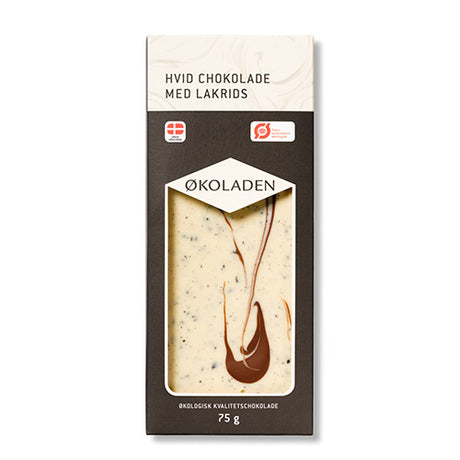 Chokolade hvid lakrids Ø fra Økoladen