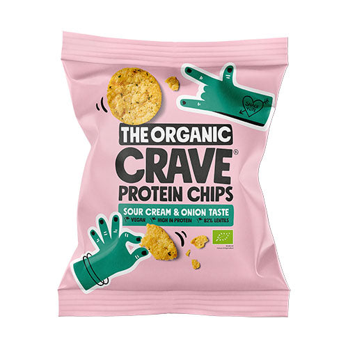 Veganske protein chips m. Sour cream and onion Ø fra The Organic Crave