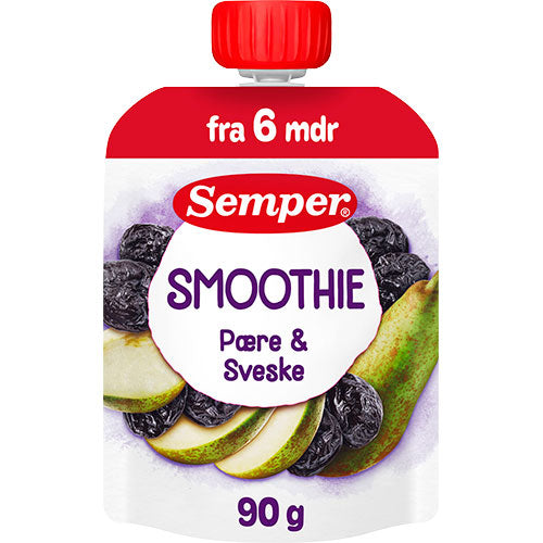 Semper Frugtsmoothie Med Pære Og Svesker Fra 6 Mdr. | 90 g fra Semper