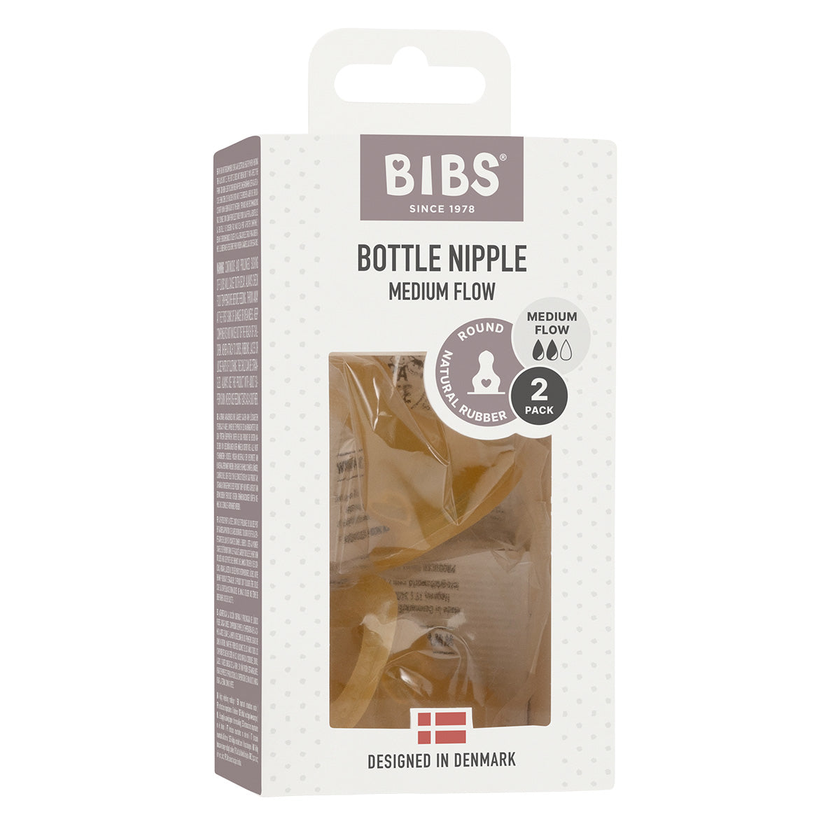 Bottle Nipple Latex Medium Flow 2-pak fra BIBS