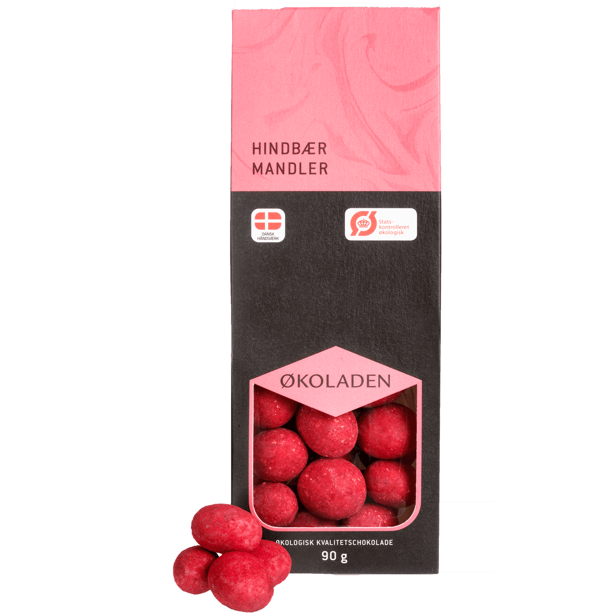 Økoladen Økologiske Hindbær Mandler | 90 g